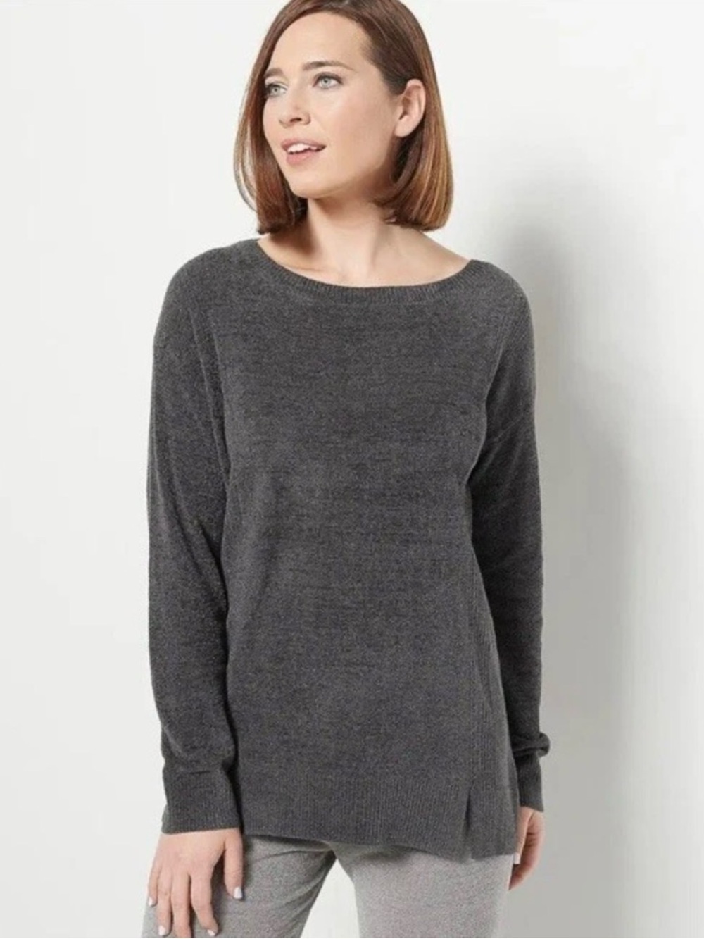 Barefoot Dreams Women’s Carbon Grey Cozychic Ultra Lite Dockside Pullover, Sz M